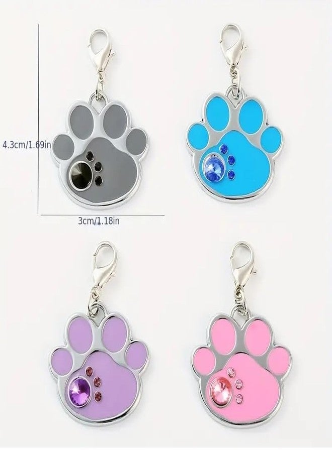 KsPups New Pet Jewelry Pendant Cartoon Faux Diamond Paw Print Color Glaze Bone Collar Name Tag Identity Plate I Pack of-2 Multicolor - Image 3